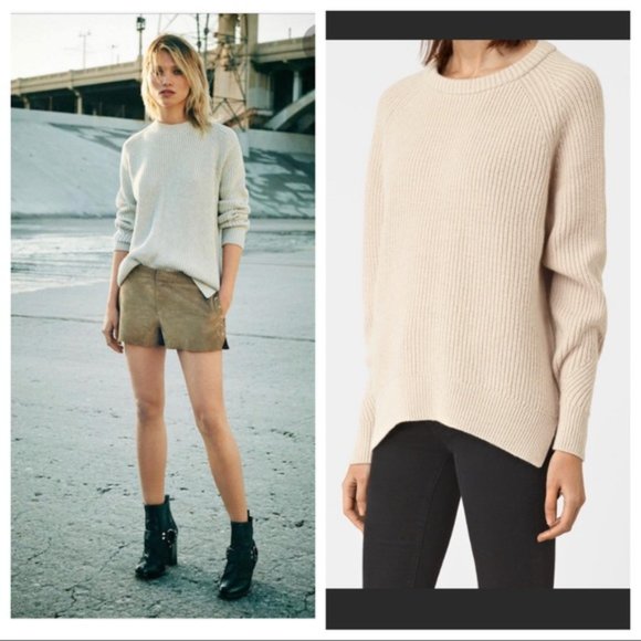 All Saints Sweaters - ALL SAINTS Quinta Cotton Sweater Ash Marl